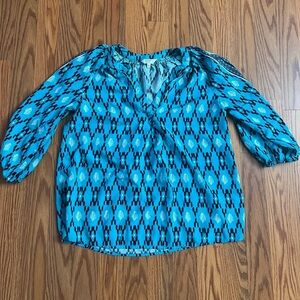 Crown & ivy geometric print blouse womens small